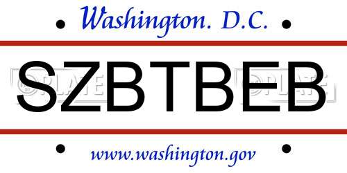 SZBTBEB District Of Columbia License Plate