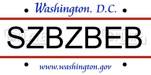 SZBZBEB District Of Columbia License Plate