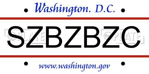 SZBZBZC District Of Columbia License Plate