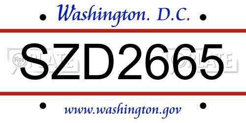 SZD2665 District Of Columbia License Plate