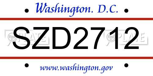 SZD2712 District Of Columbia License Plate