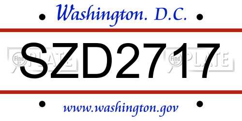 SZD2717 District Of Columbia License Plate