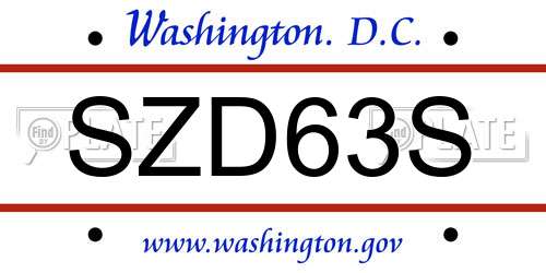SZD63S District Of Columbia License Plate