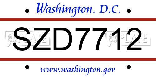SZD7712 District Of Columbia License Plate