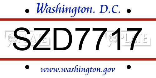 SZD7717 District Of Columbia License Plate