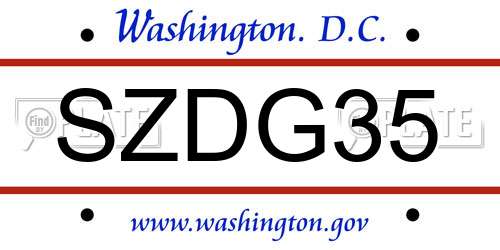 SZDG35 District Of Columbia License Plate