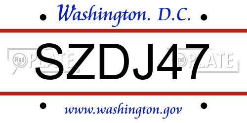 SZDJ47 District Of Columbia License Plate