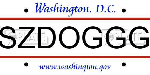 SZDOGGG District Of Columbia License Plate