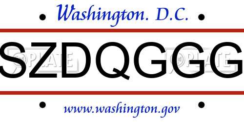 SZDQGGG District Of Columbia License Plate