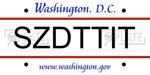 SZDTTIT District Of Columbia License Plate