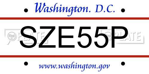 SZE55P District Of Columbia License Plate