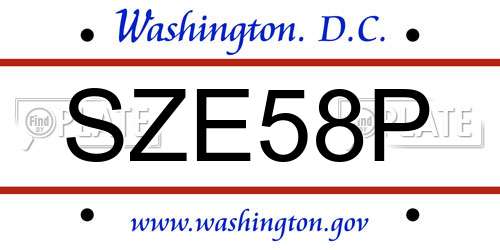 SZE58P District Of Columbia License Plate