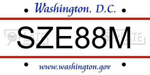 SZE88M District Of Columbia License Plate
