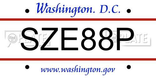 SZE88P District Of Columbia License Plate