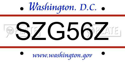 SZG56Z District Of Columbia License Plate
