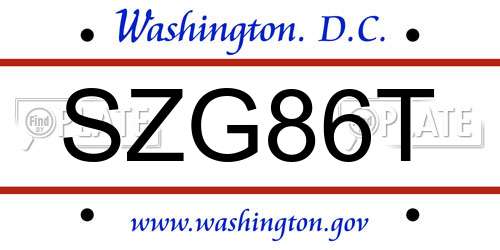 SZG86T District Of Columbia License Plate