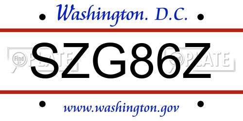 SZG86Z District Of Columbia License Plate
