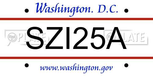 SZI25A District Of Columbia License Plate