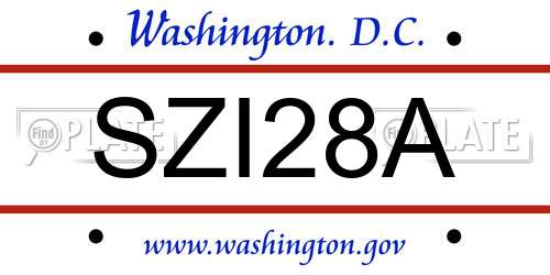 SZI28A District Of Columbia License Plate