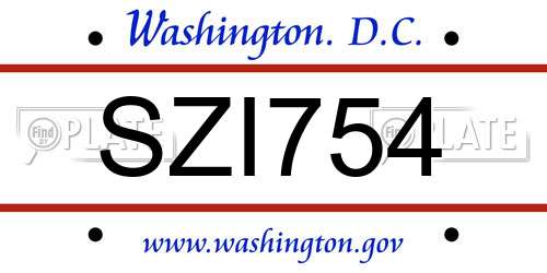 SZI754 District Of Columbia License Plate