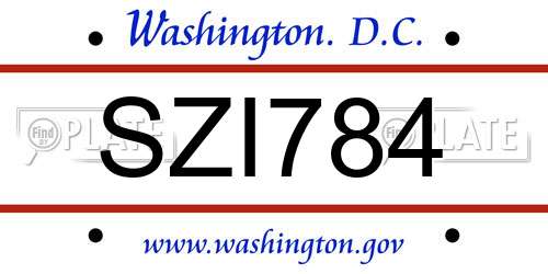 SZI784 District Of Columbia License Plate