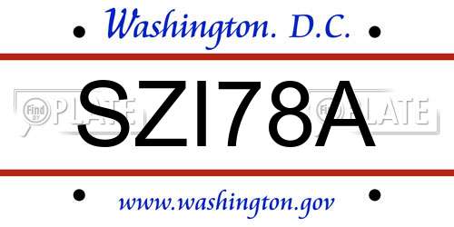 SZI78A District Of Columbia License Plate