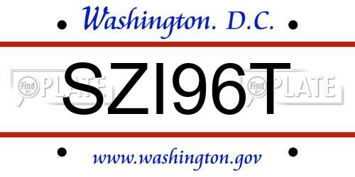 SZI96T District Of Columbia License Plate