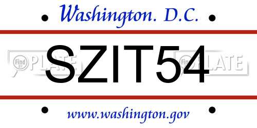 SZIT54 District Of Columbia License Plate