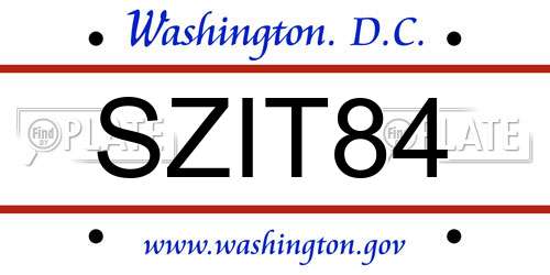 SZIT84 District Of Columbia License Plate