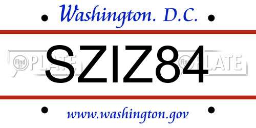 SZIZ84 District Of Columbia License Plate