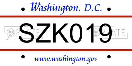 SZK019 District Of Columbia License Plate