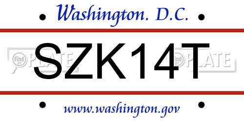 SZK14T District Of Columbia License Plate