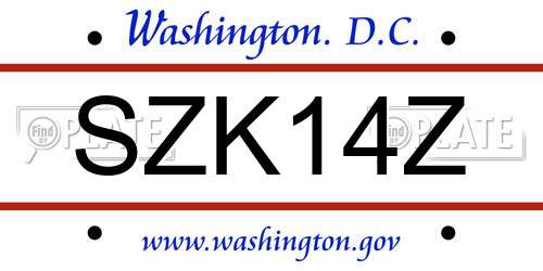 SZK14Z District Of Columbia License Plate