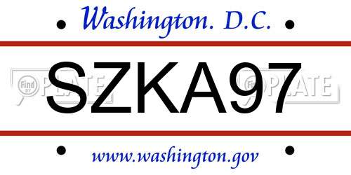 SZKA97 District Of Columbia License Plate