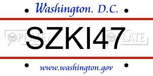 SZKI47 District Of Columbia License Plate