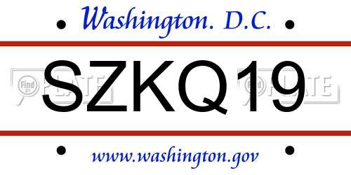 SZKQ19 District Of Columbia License Plate