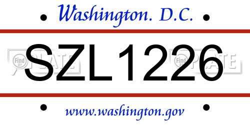 SZL1226 District Of Columbia License Plate