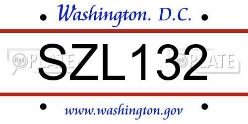 SZL132 District Of Columbia License Plate