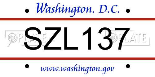 SZL137 District Of Columbia License Plate