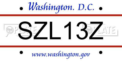 SZL13Z District Of Columbia License Plate