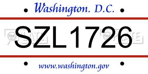 SZL1726 District Of Columbia License Plate