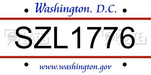 SZL1776 District Of Columbia License Plate