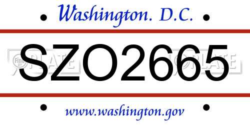 SZO2665 District Of Columbia License Plate
