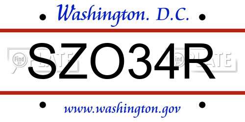 SZO34R District Of Columbia License Plate