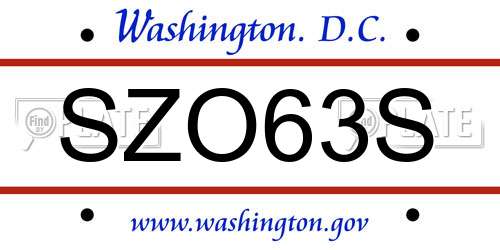 SZO63S District Of Columbia License Plate