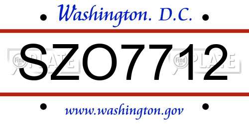SZO7712 District Of Columbia License Plate