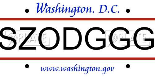 SZODGGG District Of Columbia License Plate