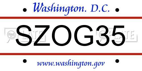 SZOG35 District Of Columbia License Plate