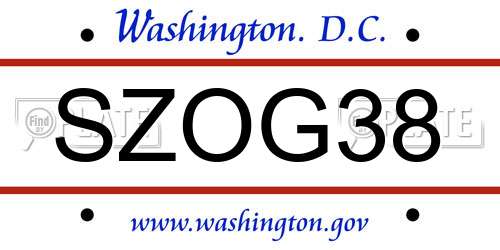 SZOG38 District Of Columbia License Plate