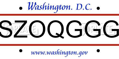 SZOQGGG District Of Columbia License Plate